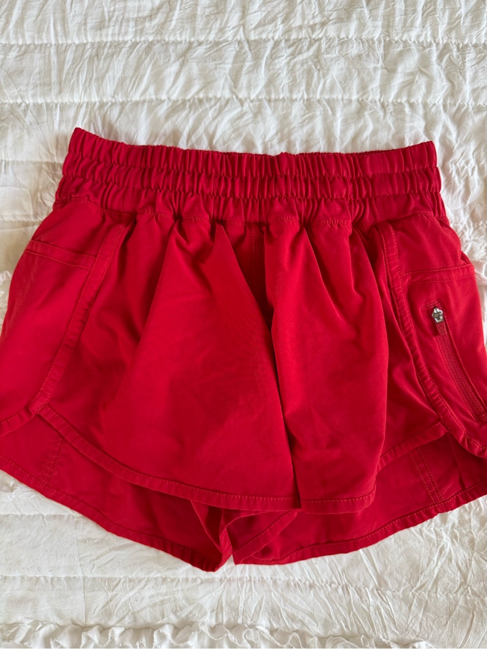 lululemon athletica Red Athletic Shorts with Elastic Waist and Zip Pocket Sz 4